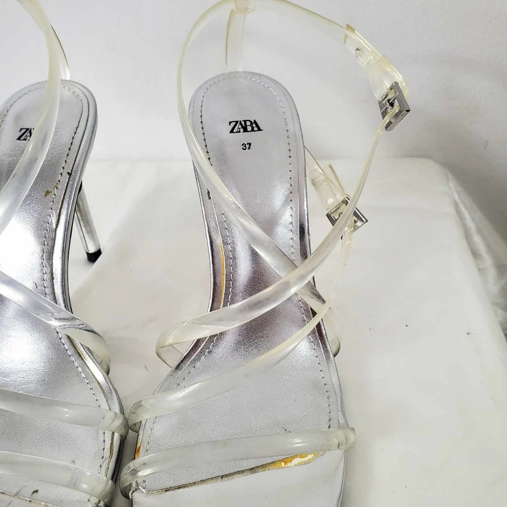 Zara Clear Invisible Vinyl Straps High Heel Strappy Sandal - Picture 7 of 16